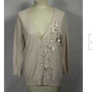 Cyhthia Rowley Beige V-neck Cardigan Sweater XL